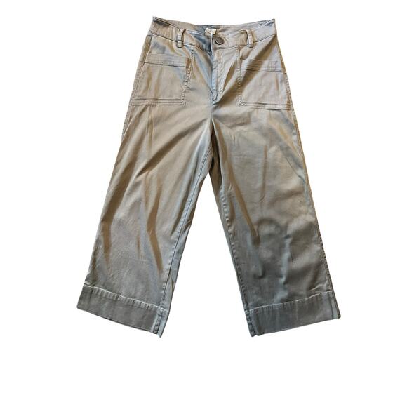 Joie Khaki Wide Leg Soft Cropped Utility Pants Size 10 ResortReady CapsuleCloset - Picture 1 of 9
